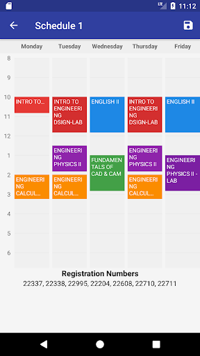 Android application College Schedule Builder screenshort