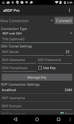 aRDP: Secure RDP Client Screen 2
