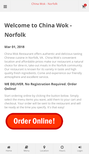 Android application China Wok Norfolk Online Order screenshort