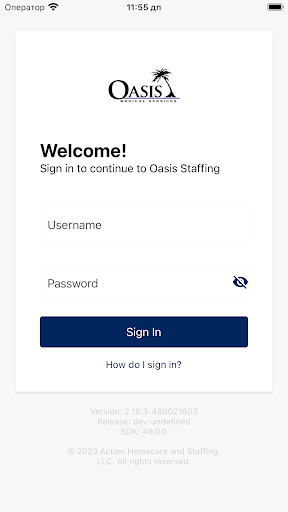Android application Oasis Staffing screenshort