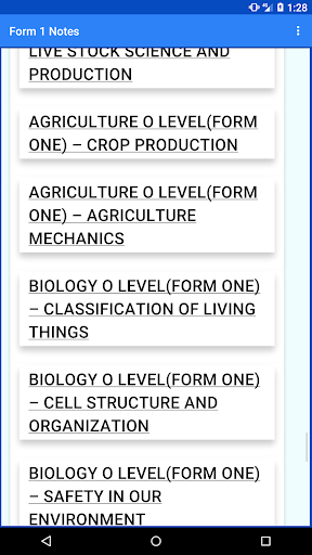 Android application Form 1 notes : all subjects screenshort
