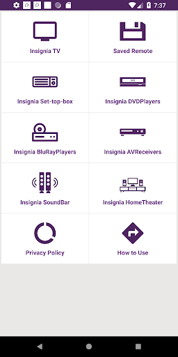 Android application Insignia Universal Remote screenshort