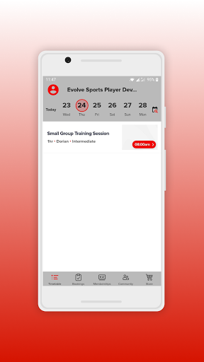 Evolve Sports Booking App Screen 2