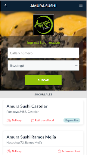 Android application Amura Sushi screenshort