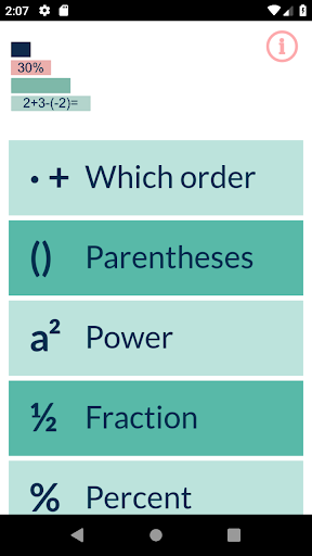 Android application Basic algebra screenshort