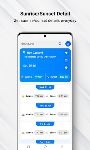 Android application Sunrise Sunset World Timings screenshort