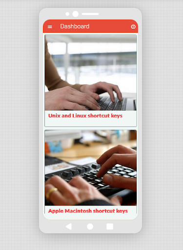 Android application Shortcut Key for Computer screenshort