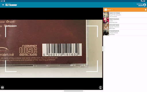 Screenshot of CLZ Scanner