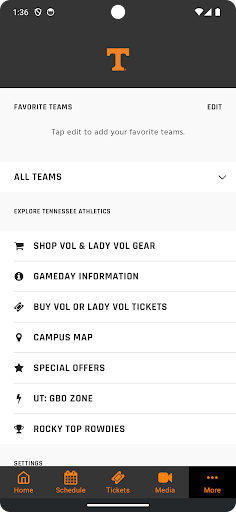 Screenshot of Tennessee Athletics