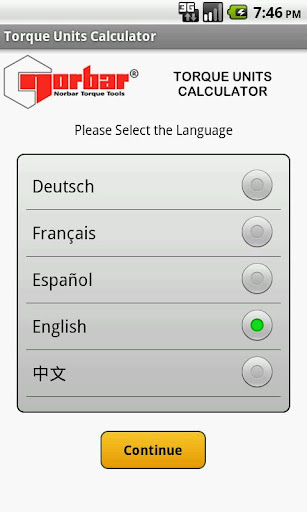 Android application Norbar Torque Calculator screenshort