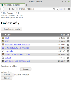 Zrzut ekranu serwera folderów
