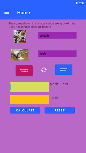 Android application KitchenScaler screenshort