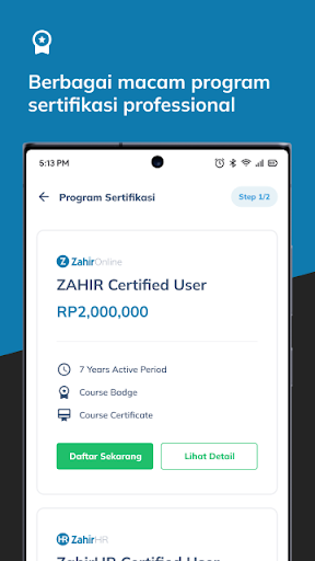 Zahir Certification Screen 3