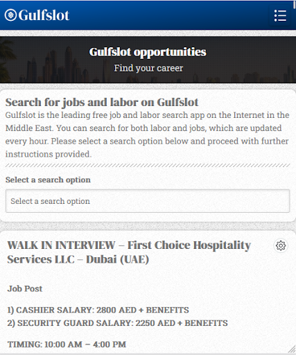 Android application Gulfslot - Jobs in Middle East screenshort