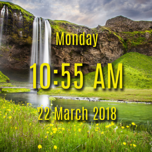 Waterfall digital clock lwp logo