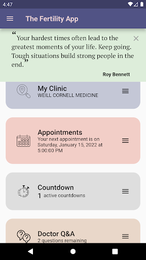 Android application The Fertility App – IVF & IUI screenshort