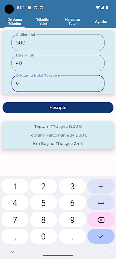 Android application Fuel Calculate screenshort