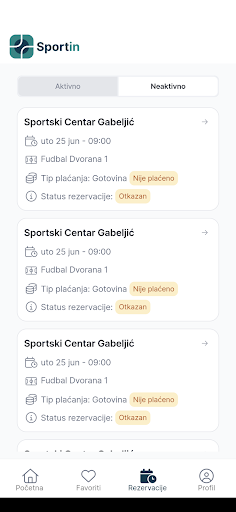 Sportin - Booking app Screen 3