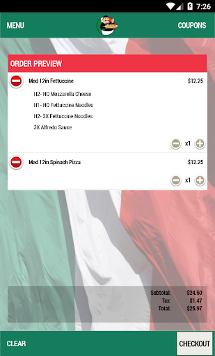 Screenshot of Paisano’s  Pizza