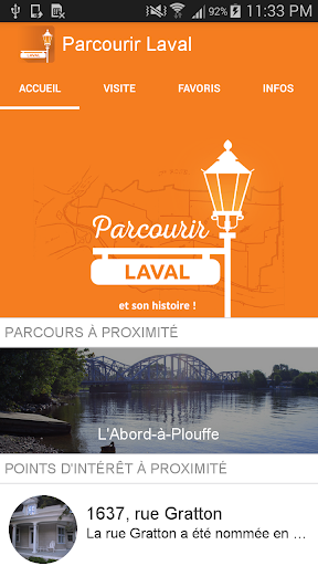 Android application Parcourir Laval screenshort