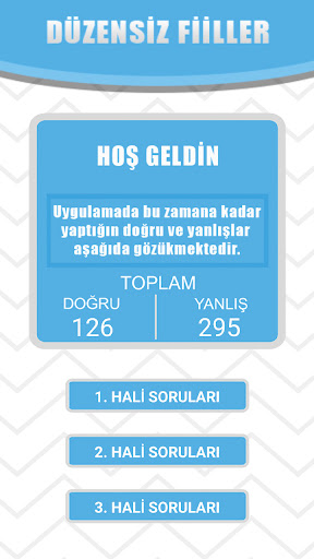 Android application Düzensiz Fiiller - İngilizce screenshort