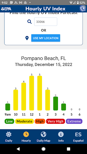 EPAs SunWise UV Index Screen 3