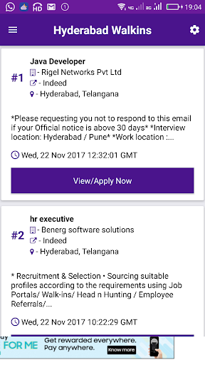 Android application Hyderabad Jobs App screenshort