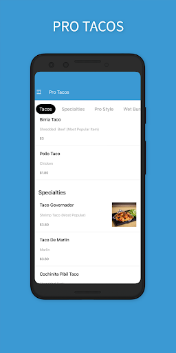 Android application Pro Tacos screenshort