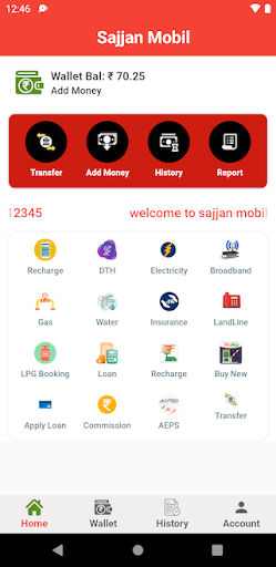 Android application Sajjanmobil - Recharge & Money screenshort