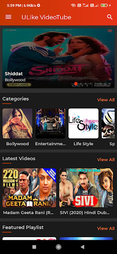 Android application ULike VideoTube screenshort