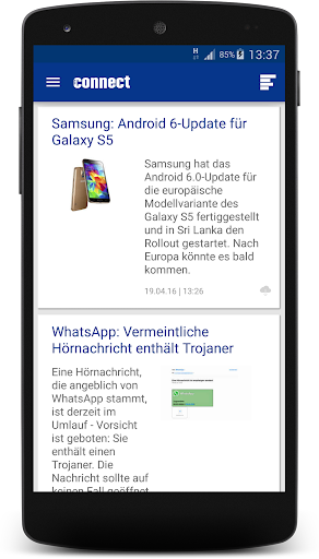 Android application connect screenshort