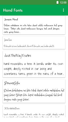 Android application Hand Fonts for FlipFont screenshort