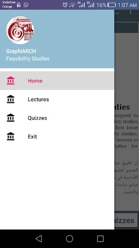 Android application GraphiARCH Feasibility Studies screenshort