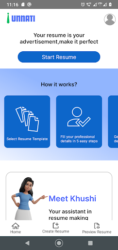 Unnati Careers Resume Builder Screen 2
