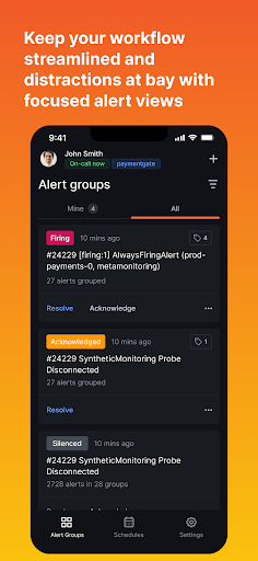 Android application Grafana OnCall screenshort