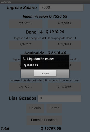 Cálculo Indemnización C.A.