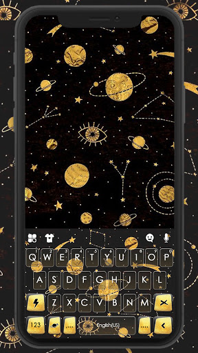 Android application Golden Planets Keyboard Backgr screenshort