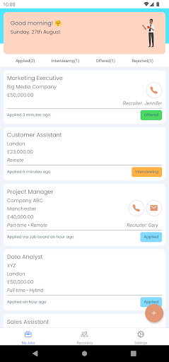 Android application JAM - Job Application Manager screenshort