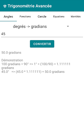 Android application Trigonométrie Avancée screenshort