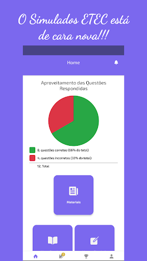 Android application Simulados ETEC screenshort