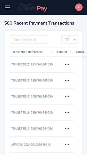 Android application Cwift Pay screenshort