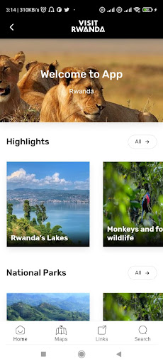 Android application Visit Rwanda screenshort