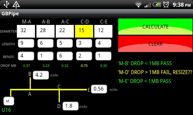 Android application GB Gas Pipe Sizing Calculator screenshort