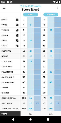 Android application Triple 13 Rounds Score Sheet screenshort