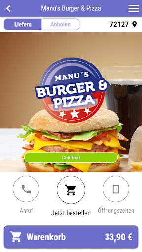 Android application Manu's Burger & Pizza screenshort