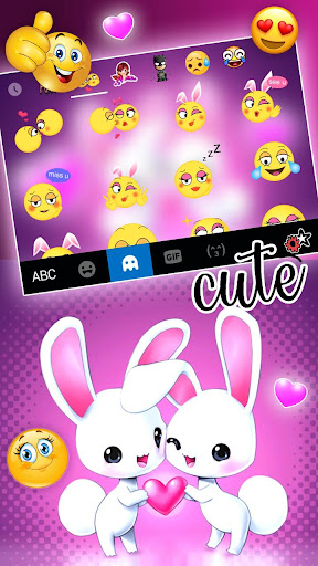 Cute Bunny Love Keyboard Theme Screen 3