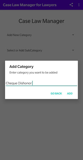Android application Case Law Manager for Lawyers screenshort