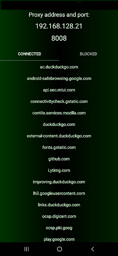 Android application Proxy Server screenshort