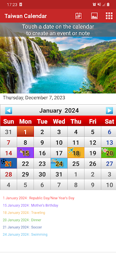 Android application Taiwan Calendar 2024 screenshort