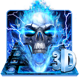 Horrible 3D Blue Flaming Skull Keyboard icon